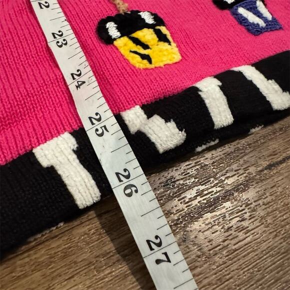 Quacker Factory Pink Cardigan Sweater 3D Embroidered Art to Wear Potted Plants - Picture 10 of 11